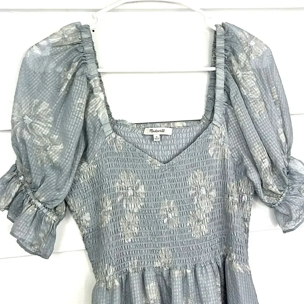 Madewell Size 100% Silk Lucie Smocked Mini Dress in Moody Blooms Size Medium - Picture 6 of 16
